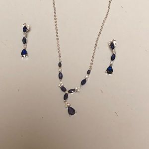 Natural Sapphire & Diamond Necklace & Earrings